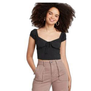 278 Women's Wild Fable Cap Sleeve Sweetheart Top Black